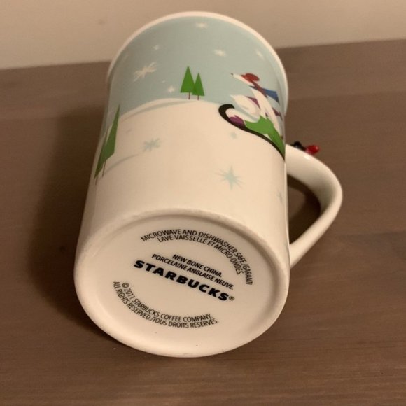 Starbucks “Winter Wonderland” White and Red Porcelain Mug with Airplane Handle - Picture 6 of 6